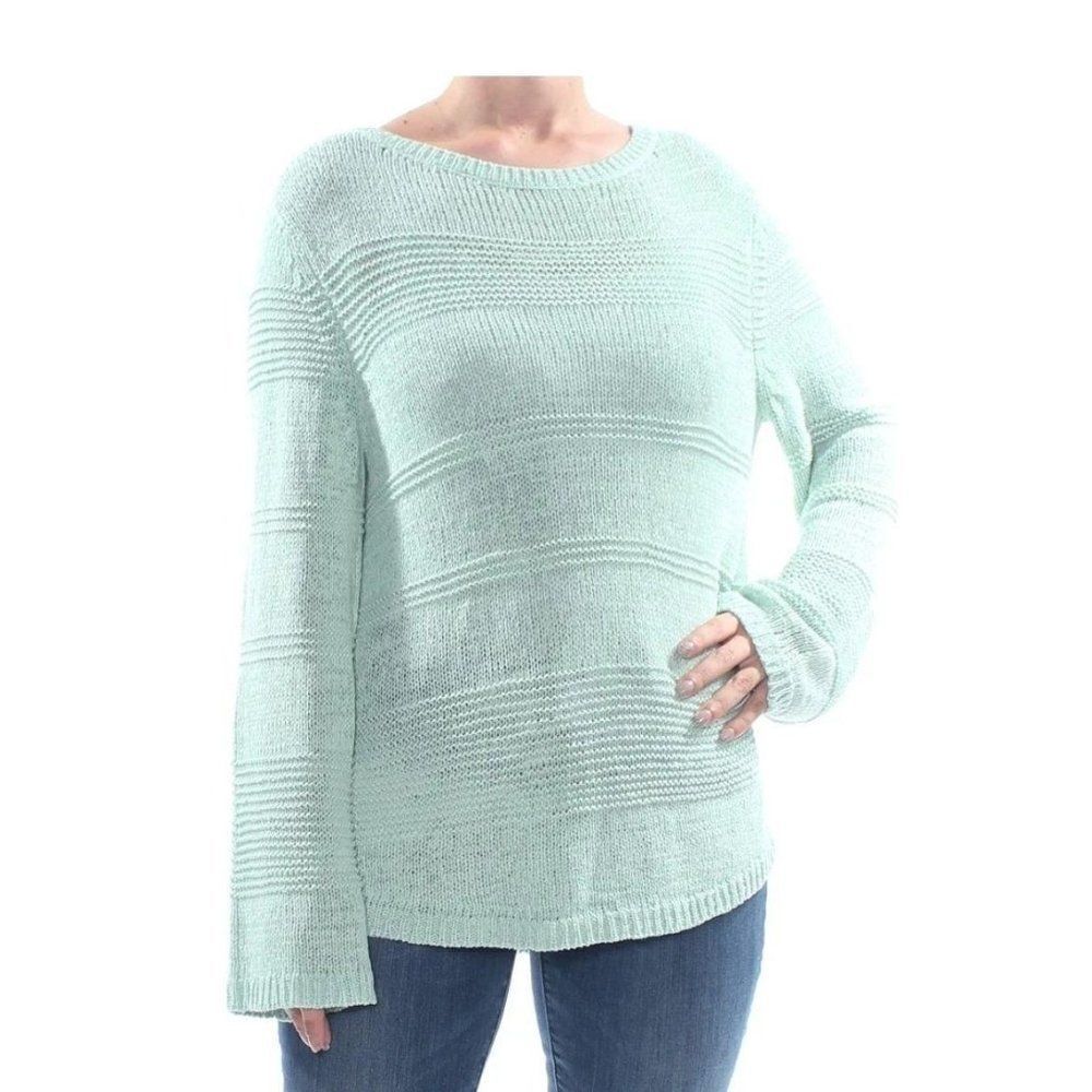 Style & Co Jewel Neck Sweater L Green